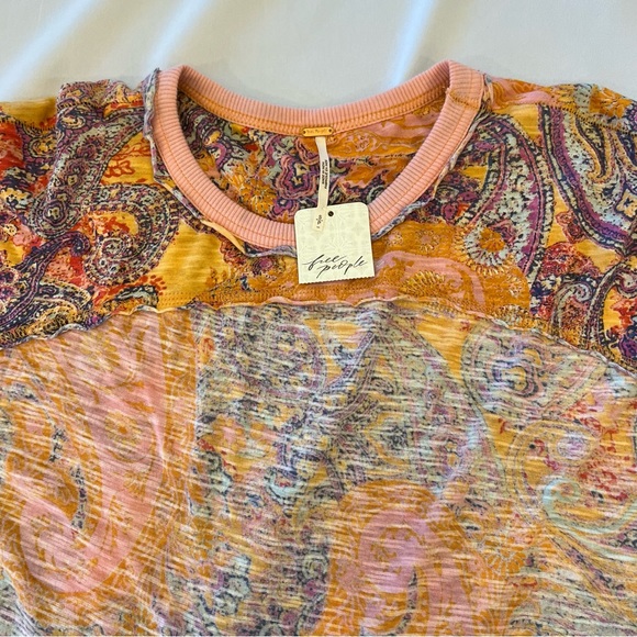 🎉HP🎉 NEW NWT Free People Making Circles Longline T-Shirt Tunic Paisley Small - Picture 13 of 14